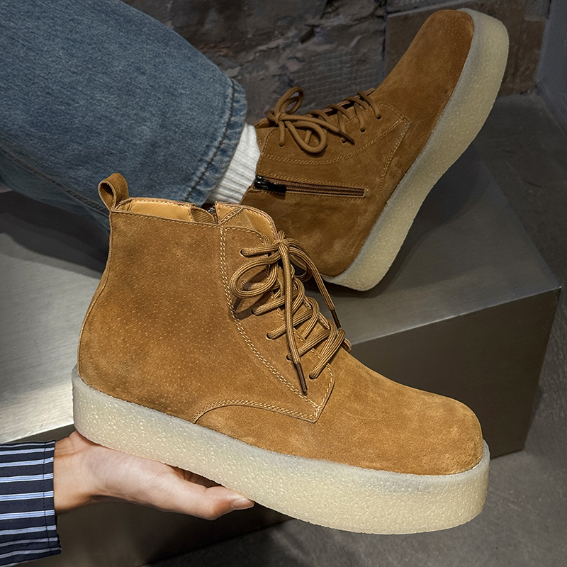 Men'S Shoes To Increase Height - Thick Soled Height Increasing Work Boots