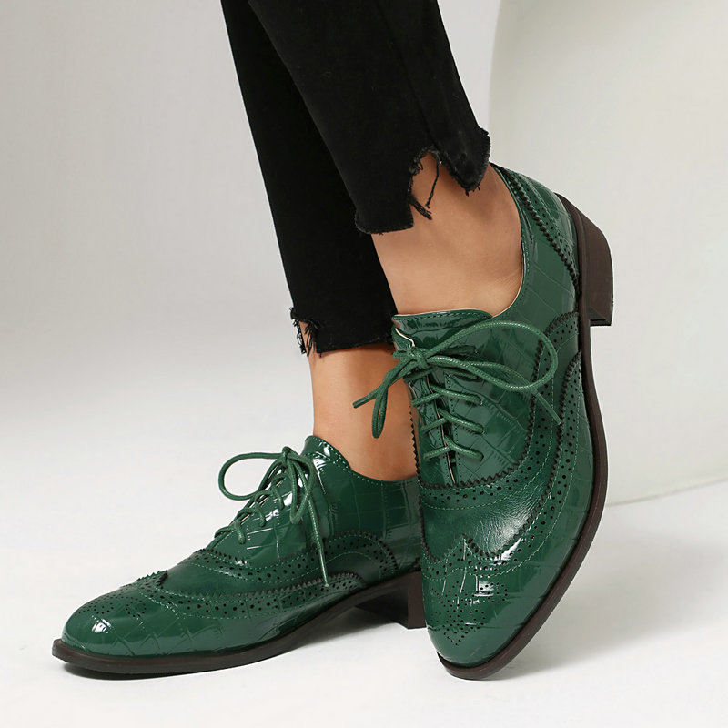 Women Stone Print Brogue Oxfor - Oxford Brogue Leather reseña y precio