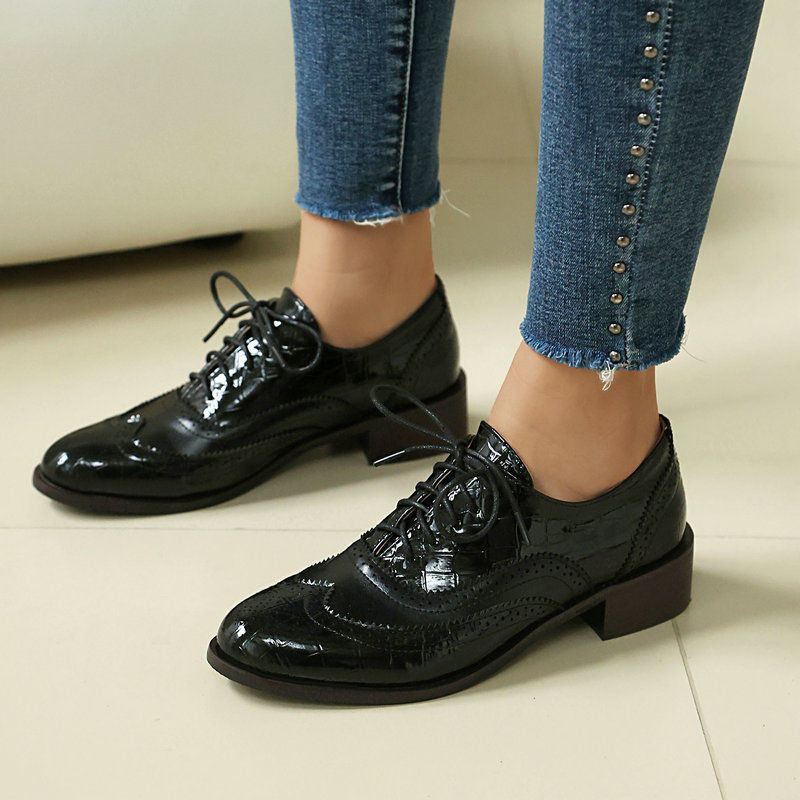 Women Stone Print Brogue Oxfor - Oxford Brogue Leather reseña y precio