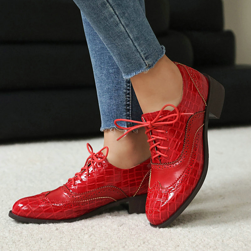 Women Stone Print Brogue Oxfor - Oxford Brogue Leather reseña y precio