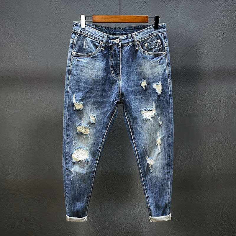 Nine-point jeans with holes fo - Men'S Shoes For Jeans reseña y precio