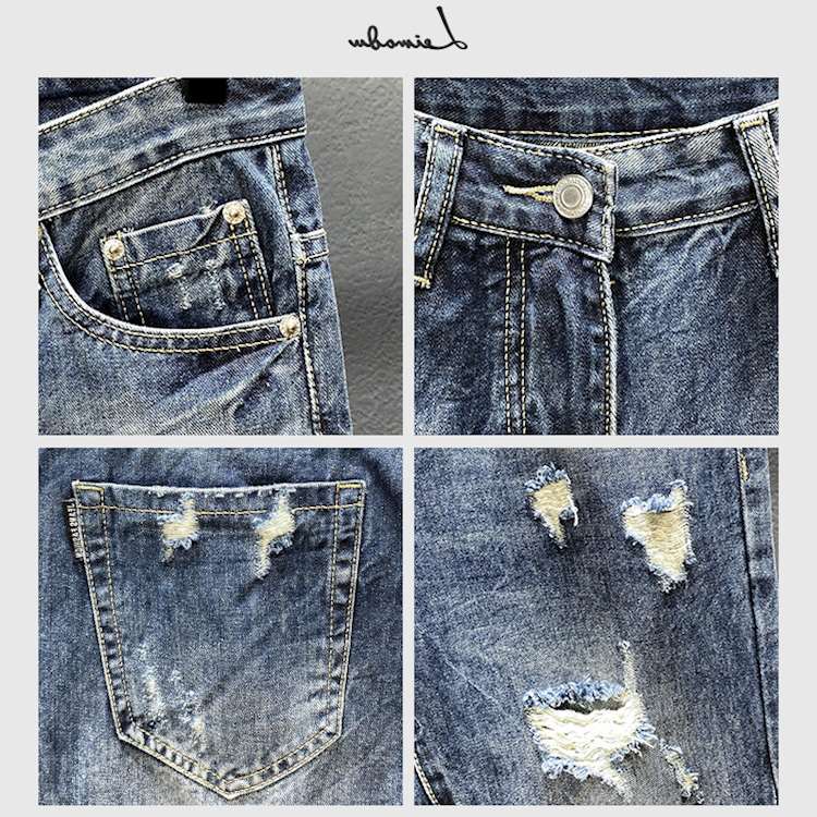 Nine-point jeans with holes fo - Men'S Shoes For Jeans reseña y precio