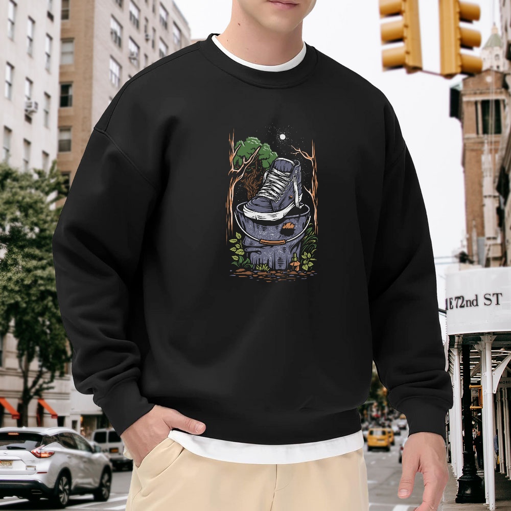 Men's Black Crew Neck Loose Sw - Men'S Shoes For Crews reseña y precio