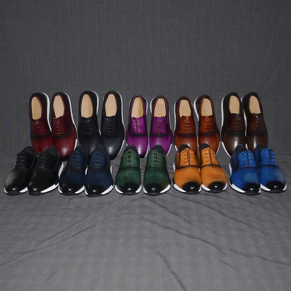 10 Colors Handmade Genuine Lea - Oxford Brogue Leather reseña y precio