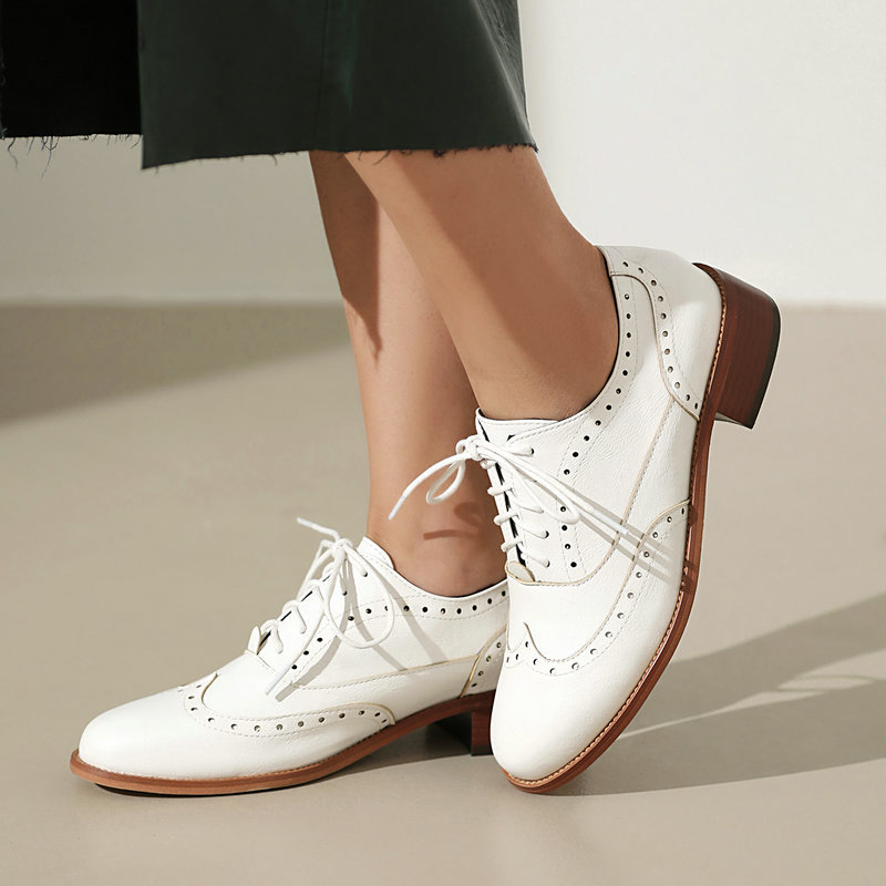 Brogue Oxford Shoes Women Lace - Oxford Brogue Leather reseña y precio