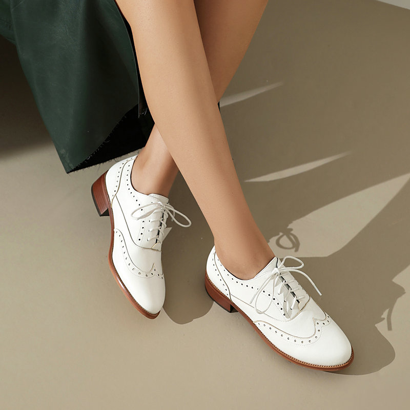 Brogue Oxford Shoes Women Lace - Oxford Brogue Leather reseña y precio