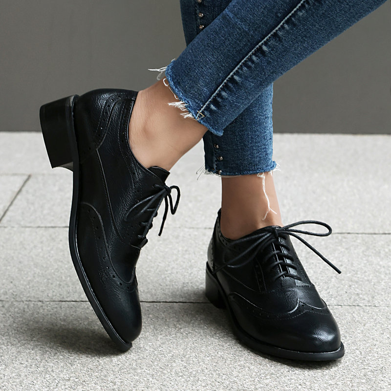 Brogue Oxford Shoes Women Lace - Oxford Brogue Leather reseña y precio
