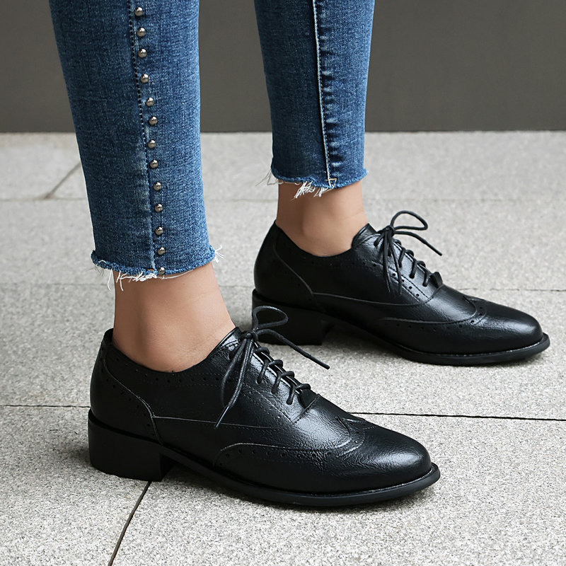 Brogue Oxford Shoes Women Lace - Oxford Brogue Leather reseña y precio