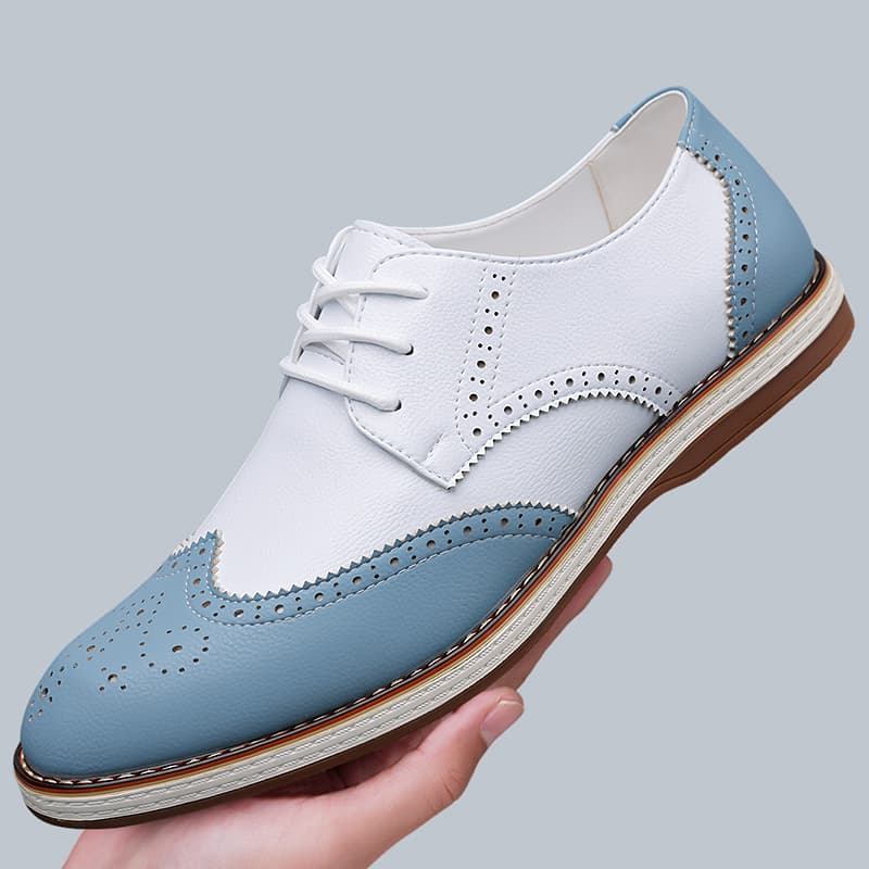 Mens White Blue Two Tone Brogu - Oxford Brogue Leather reseña y precio