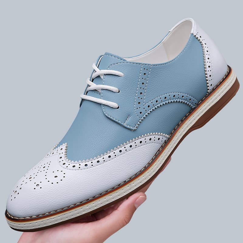 Mens White Blue Two Tone Brogu - Oxford Brogue Leather reseña y precio