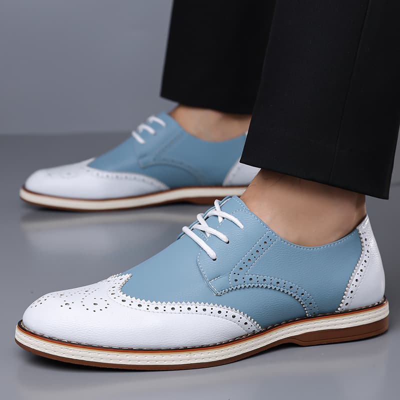 Mens White Blue Two Tone Brogu - Oxford Brogue Leather reseña y precio