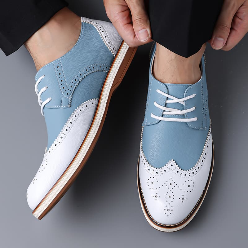 Mens White Blue Two Tone Brogu - Oxford Brogue Leather reseña y precio