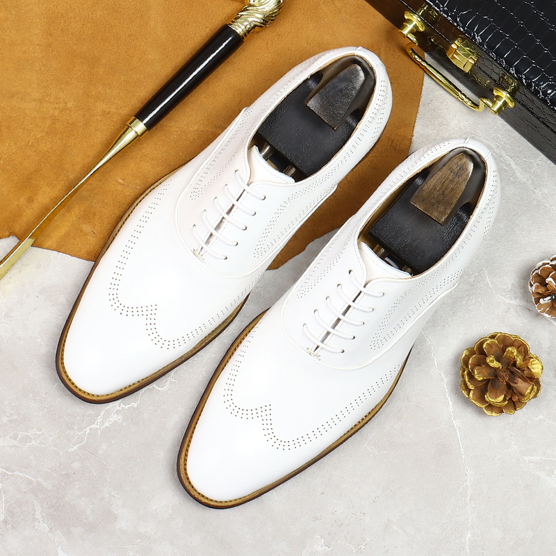White Concise Wear-Resistant G - Oxford Brogue Leather reseña y precio