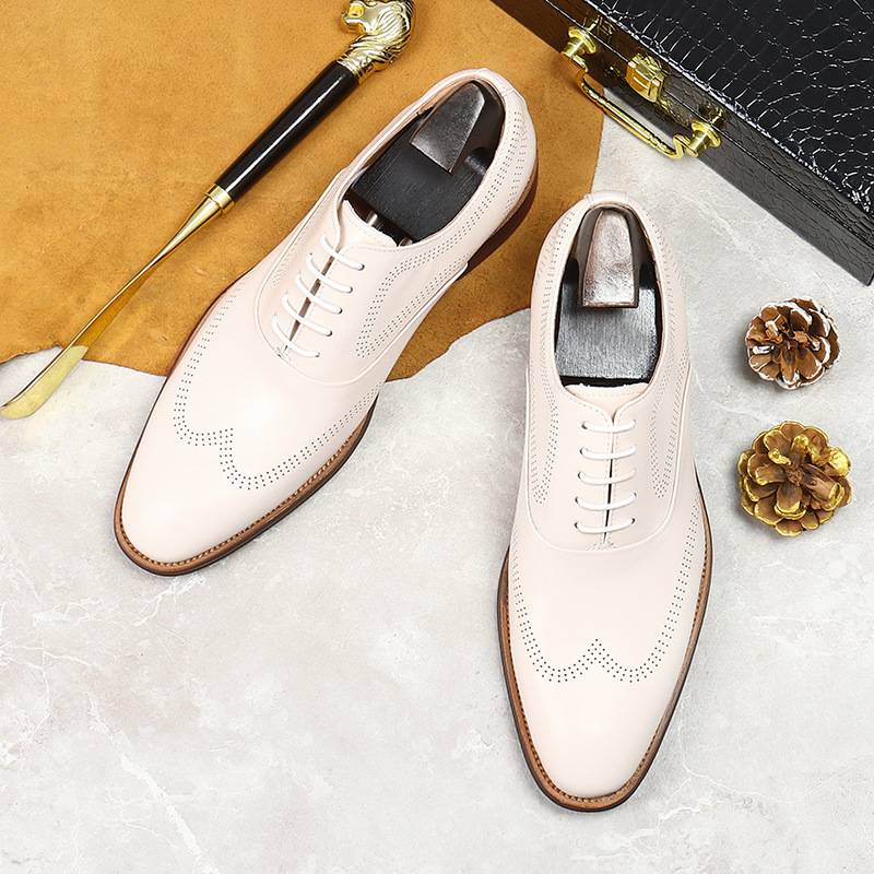 White Concise Wear-Resistant G - Oxford Brogue Leather reseña y precio