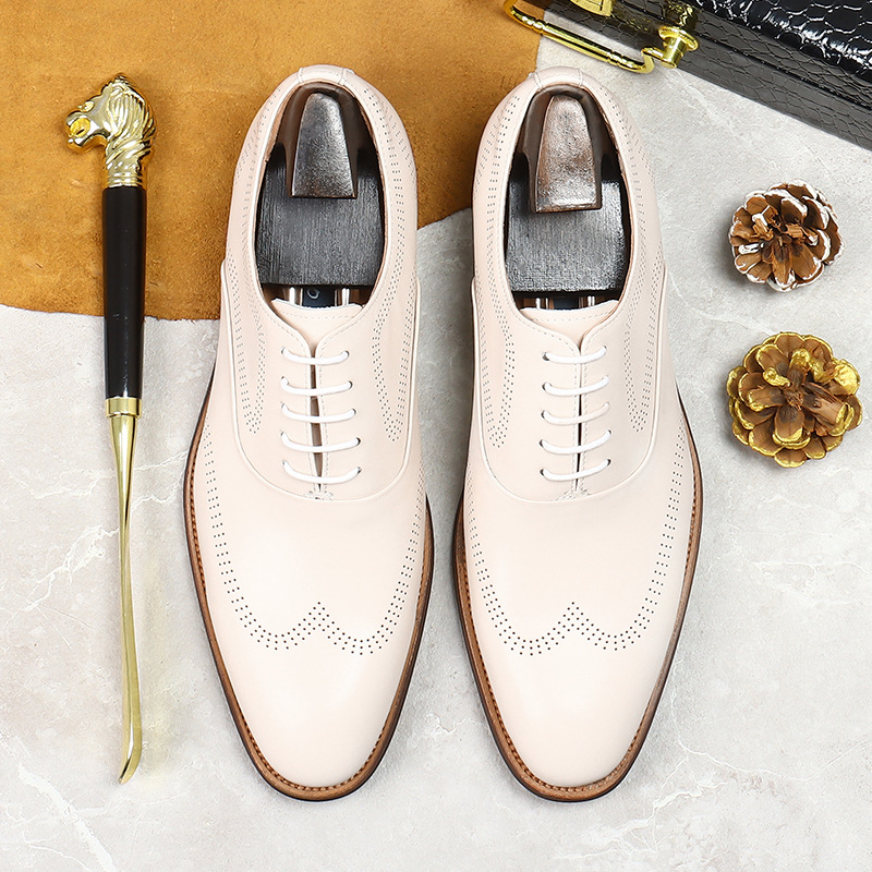White Concise Wear-Resistant G - Oxford Brogue Leather reseña y precio
