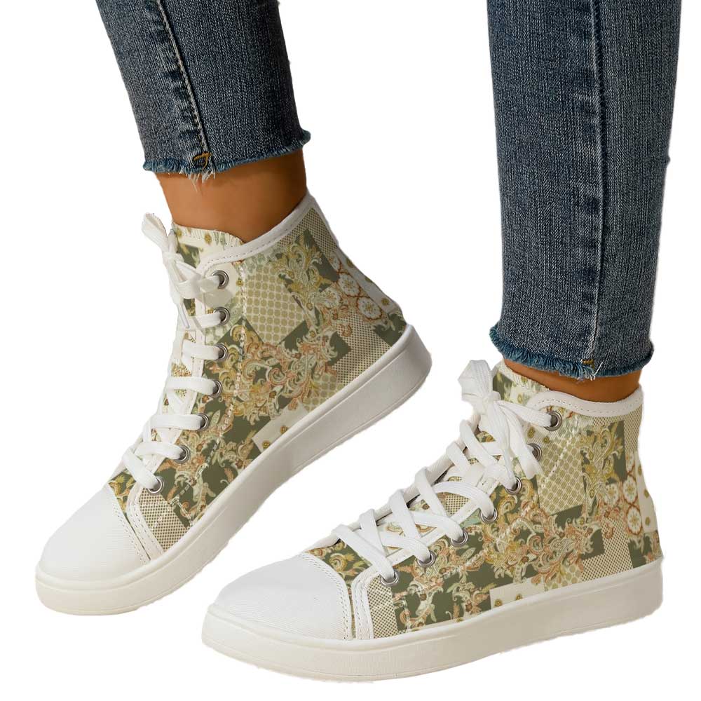 Women's Vintage Baroque Patchw - Canvas Sneaker High reseña y precio
