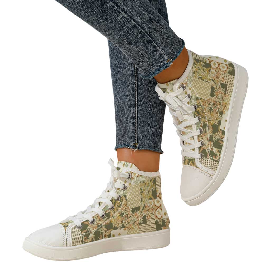 Women's Vintage Baroque Patchw - Canvas Sneaker High reseña y precio