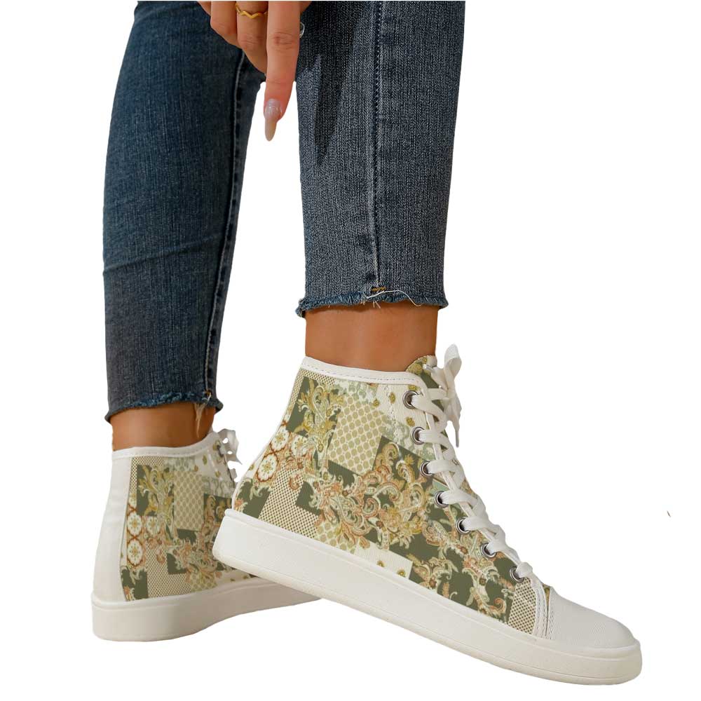 Women's Vintage Baroque Patchw - Canvas Sneaker High reseña y precio