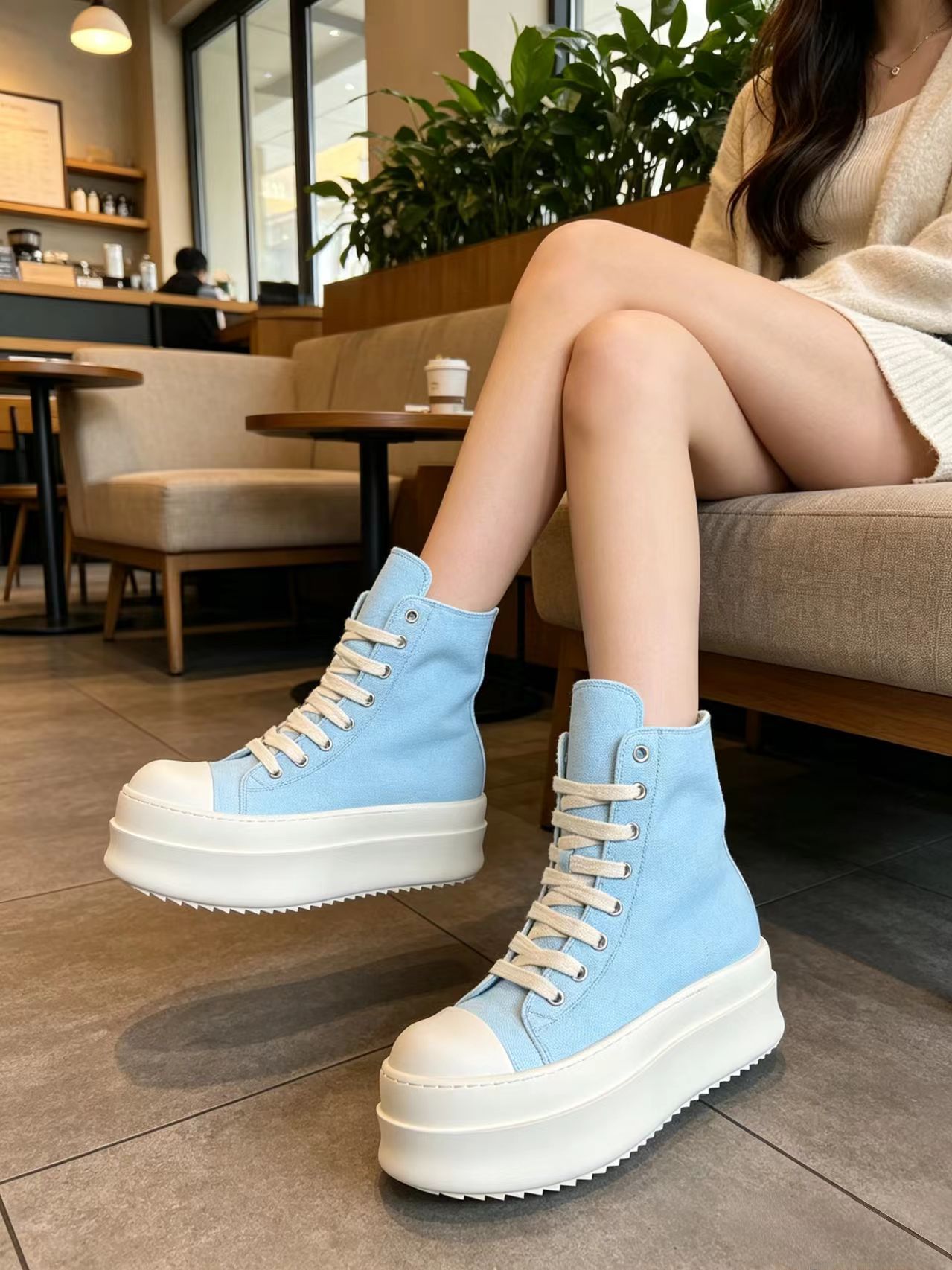 Light Blue High Top Canvas Sne - Men'S Shoes Casual Sneakers reseña y precio