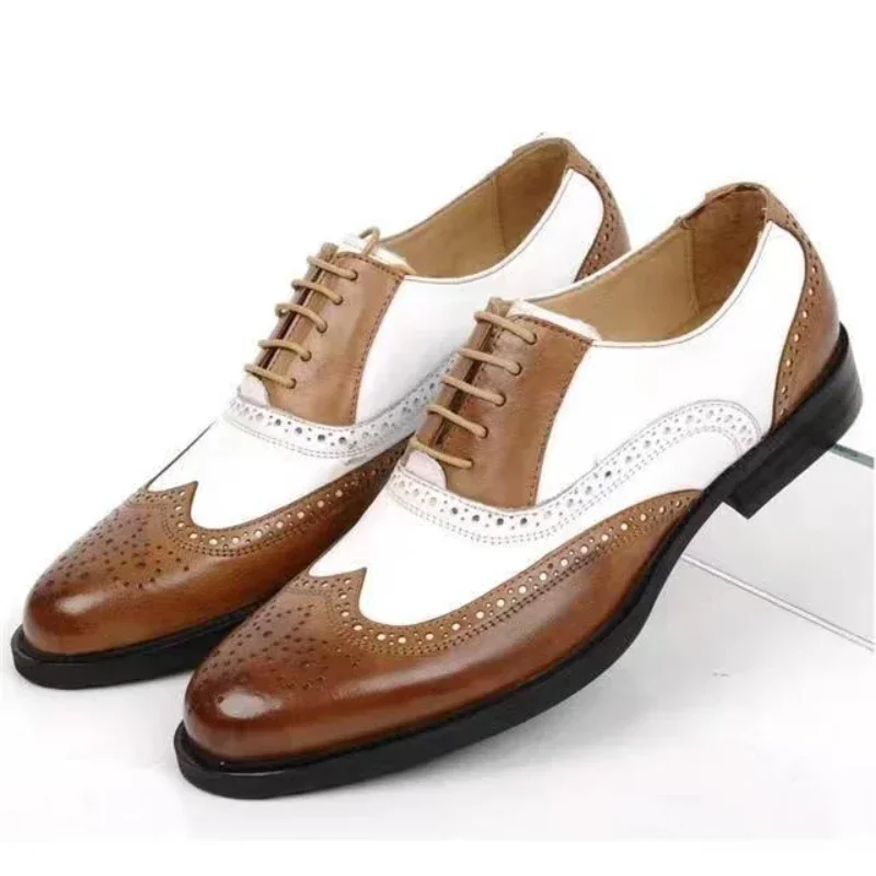 Mixed Colors Mens Dress Shoes  - Oxford Brogue Leather reseña y precio